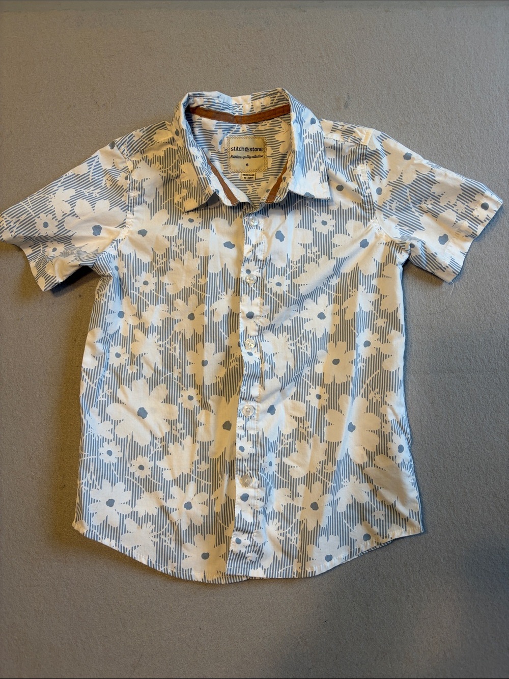 Boys' Light Blue Floral Short-Sleeve Button-Down Shirt